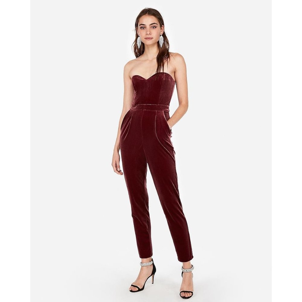 NWT Express Velvet Strapless Sweetheart Jumpsuit